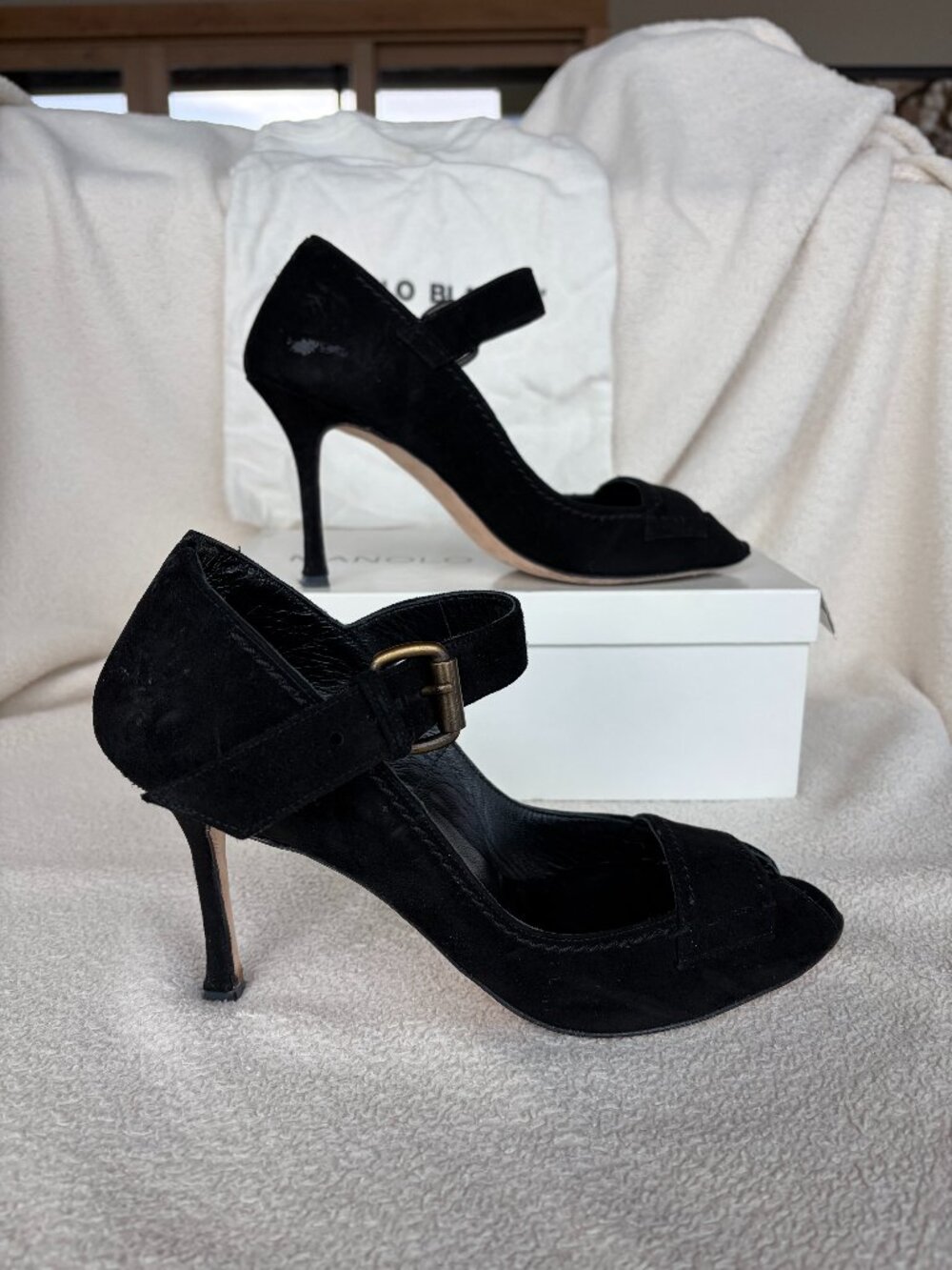 Manolo Blahnik Black Suede Heels